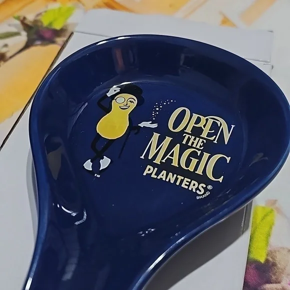 Mr. Peanut OPEN THE MAGIC Planters Peanuts Ceramic 8" Spoon Rest - Picture 2 of 4